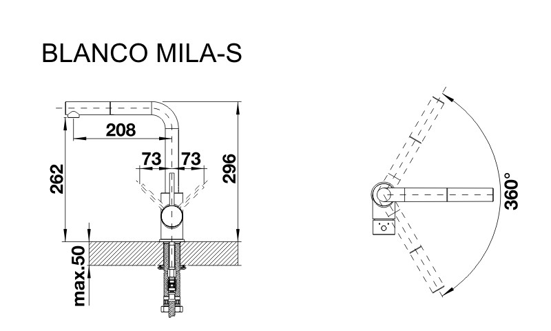 Blanco MILA-S (519810) Габаритні розміри