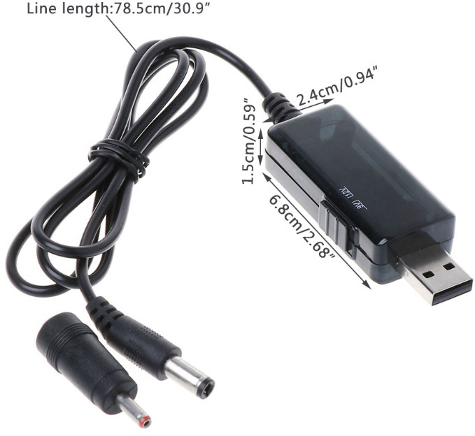 Підвищувальний кабель живлення з 5 В до 9 В/12 В (з перемикачем) Dynamode USB 5V to DC 9V/12V 5.5*2.1/3,5*1,35 mm (KWS-912V) відгуки - зображення 5