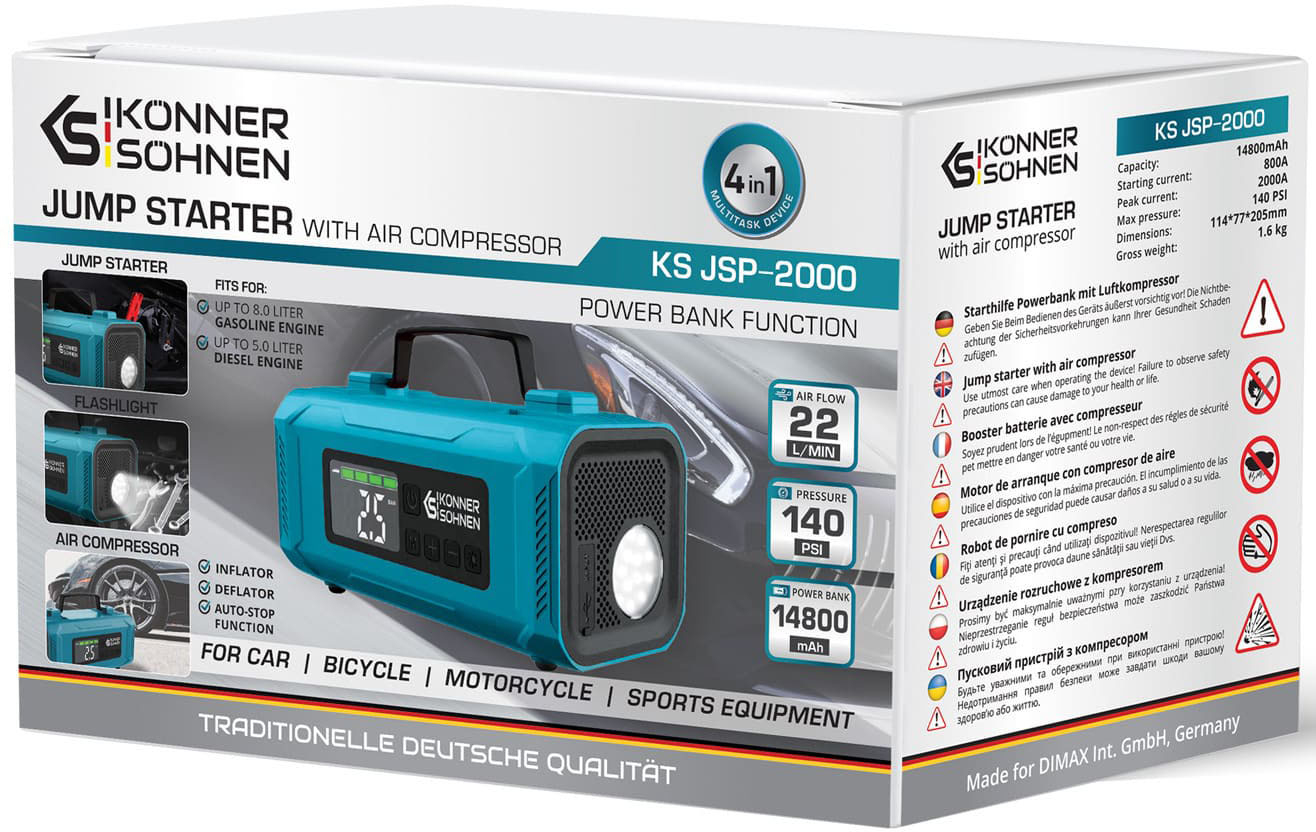 Пуско-зарядное устройство Konner&Sohnen KS JSP-2000 обзор - фото 8