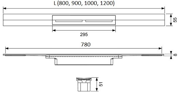 TECE Drainprofile Brushed Gold Optic (671202) Габаритні розміри