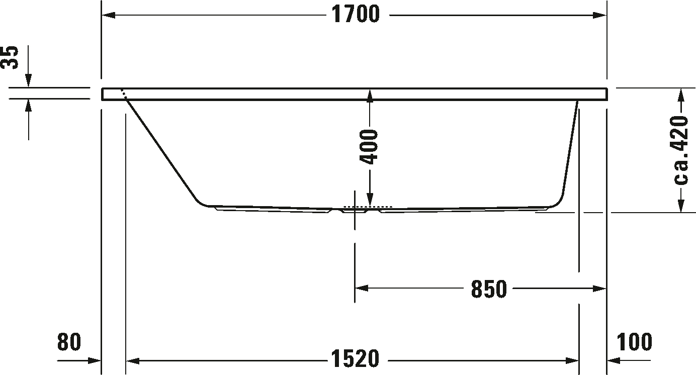 Duravit D-Code 170x75 (700099000000000) Габаритные размеры