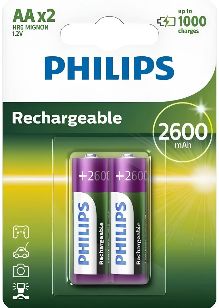 Акумулятор Philips MultiLife AA/LR06 2600mAh 2 шт в інтернет-магазині, головне фото