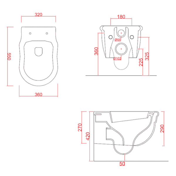 Artceram Hermitage (HEV010 01; 00_HEA004 71) Габаритные размеры