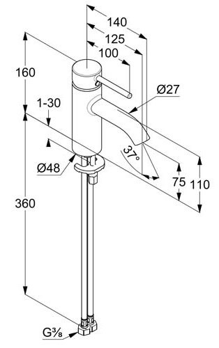 Kludi Bozz 383893976 Габаритные размеры