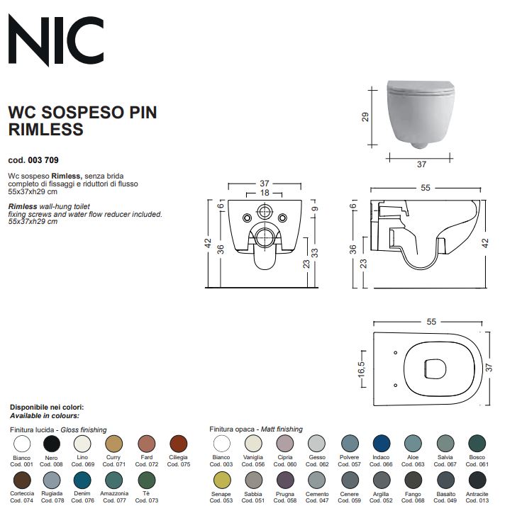 Nic Design Pin antracite matt (003709013_005712013) Габаритные размеры