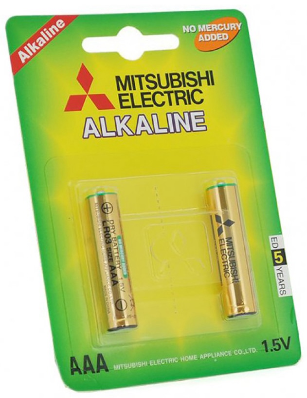 Батарейки типу ААА Mitsubishi AAA/LR3, 1.5V Alkaline 2 шт (MS/LR03/2BP)