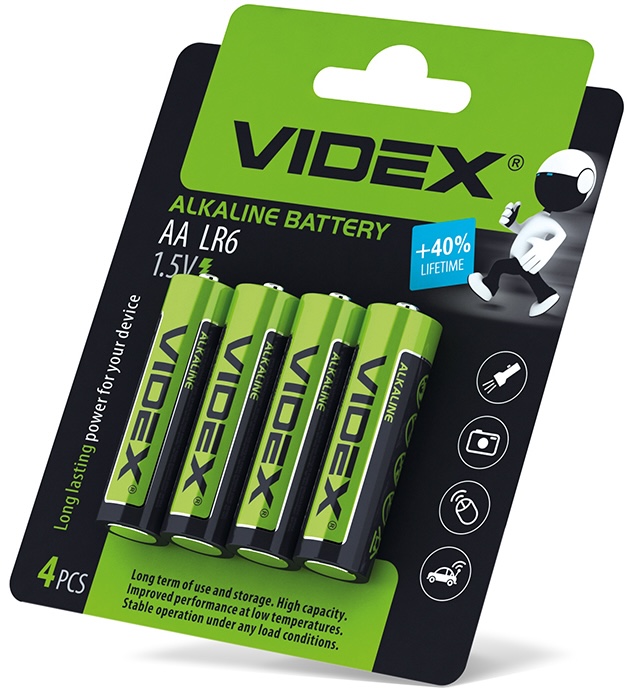 Купити батарейка Videx AA/LR06, 1.5V Blister Card 4 шт (21163) в Миколаєві