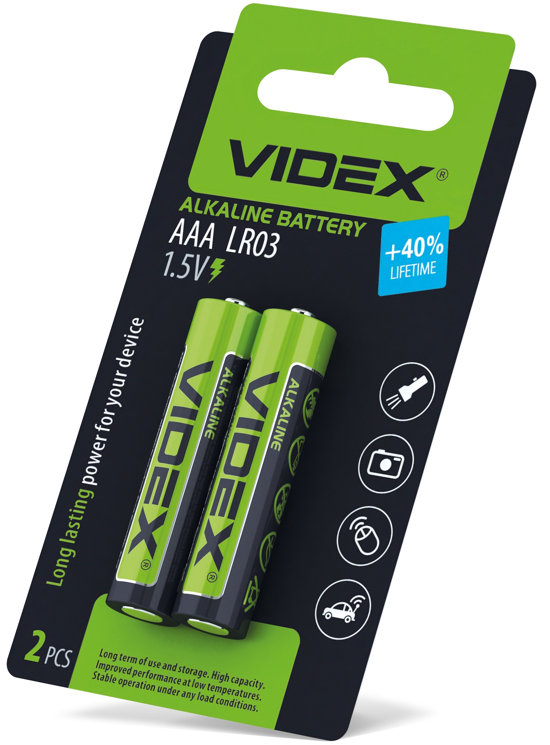 Батарейка Videx AAA/LR03, 1.5V Small Blister 2 шт (25399) в інтернет-магазині, головне фото