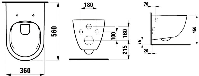 Laufen Pro A Rimless Comfort (H8219620000001) Габаритні розміри