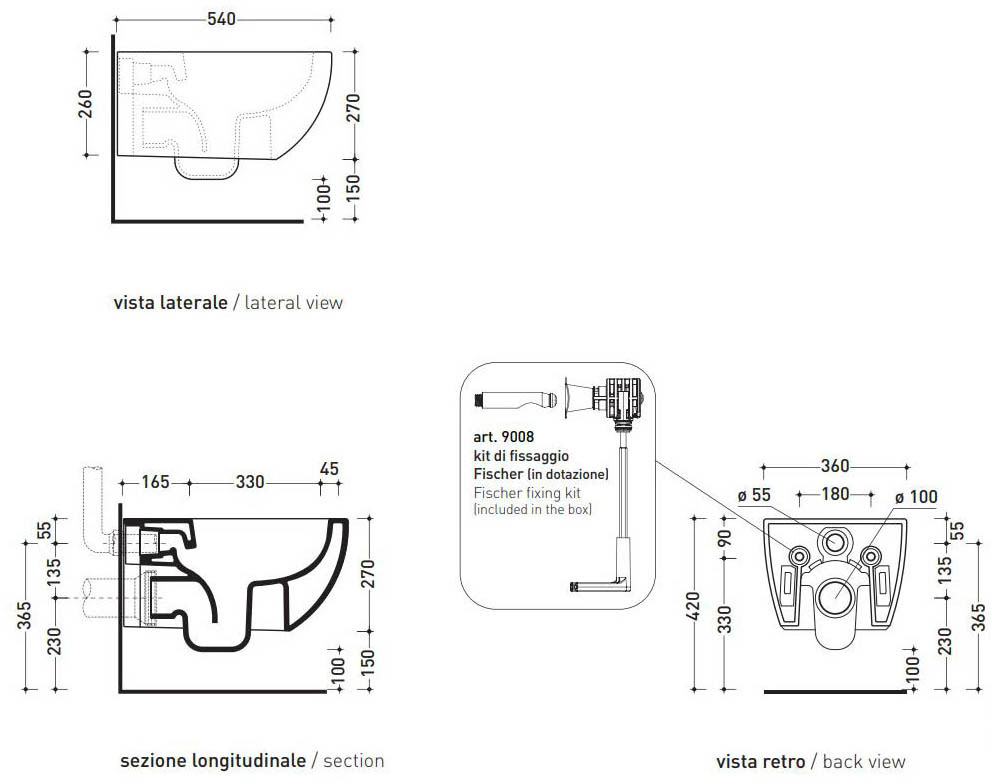 Flaminia APP (AP118S_QKCW07) Габаритные размеры