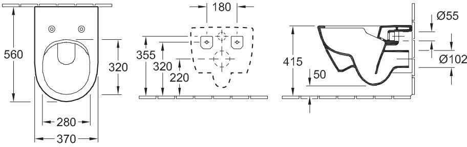 Villeroy&Boch VERITY DESIGN 2.0 (5C98HR01) Габаритні розміри