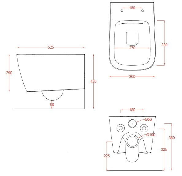 Artceram A16 (ASV003 01; 00_ASA001 01; 71) Габаритные размеры