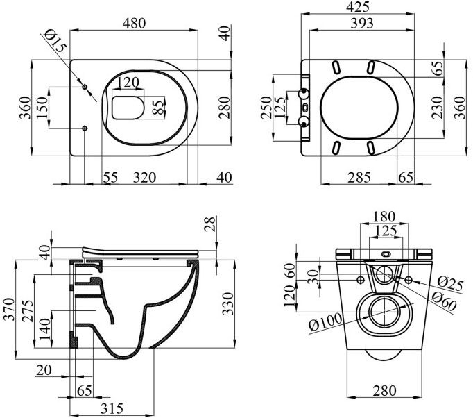 Kroner KRP C934UF Габаритные размеры