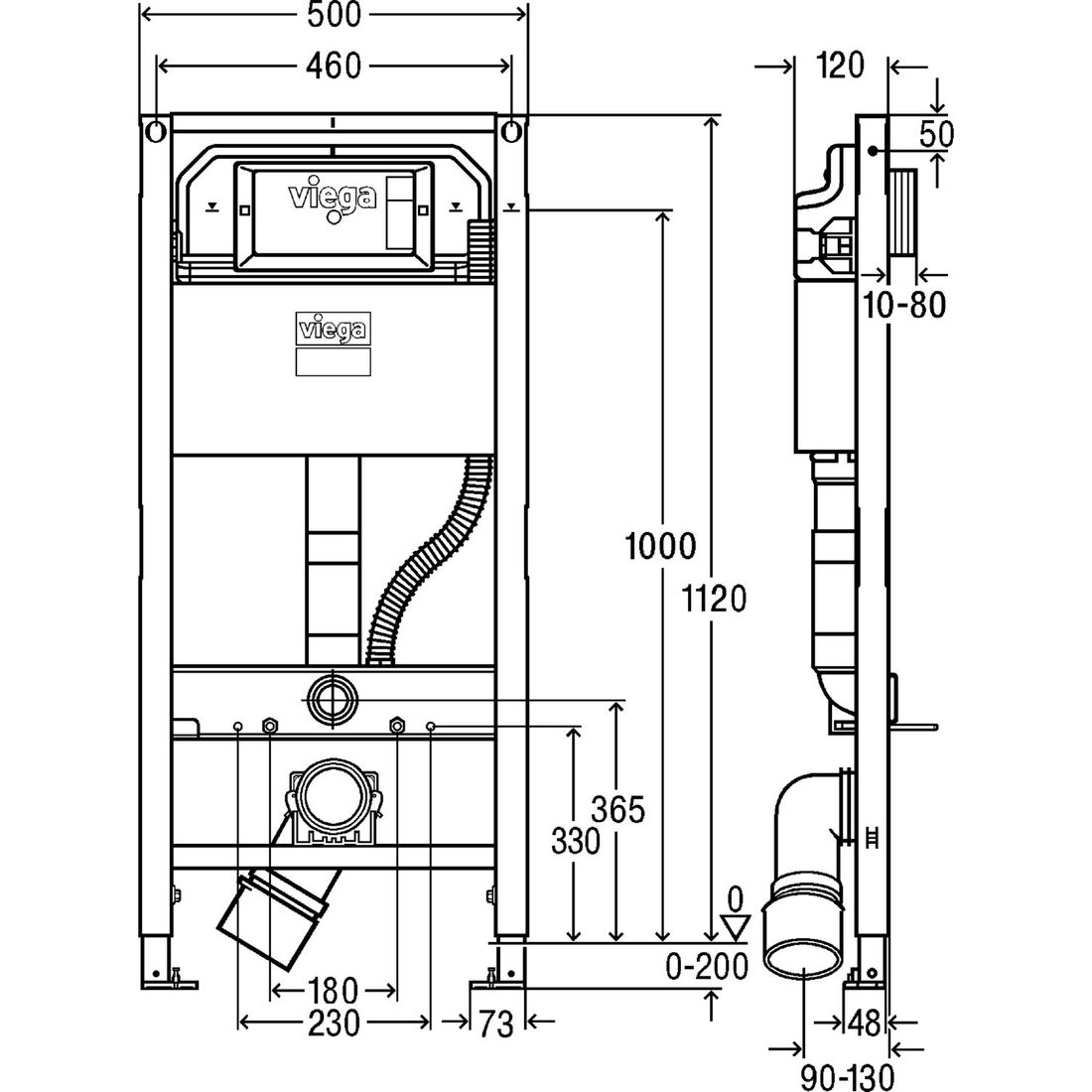 Viega Prevista Dry (771980/460440/575168) Габаритные размеры