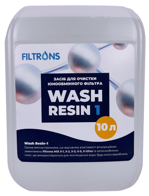 Характеристики лужний очисник іонообмінного завантаження Filtrons Wash Resin - 1 (каністра 10 л)