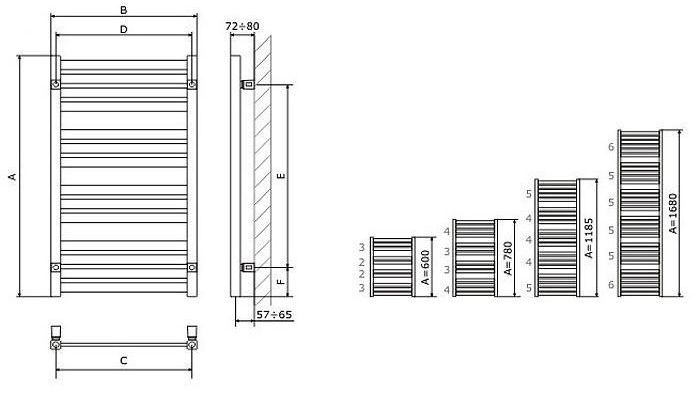 Terma Marlin One 600х430 (WWMRN060043-K9M5E8U) Габаритні розміри