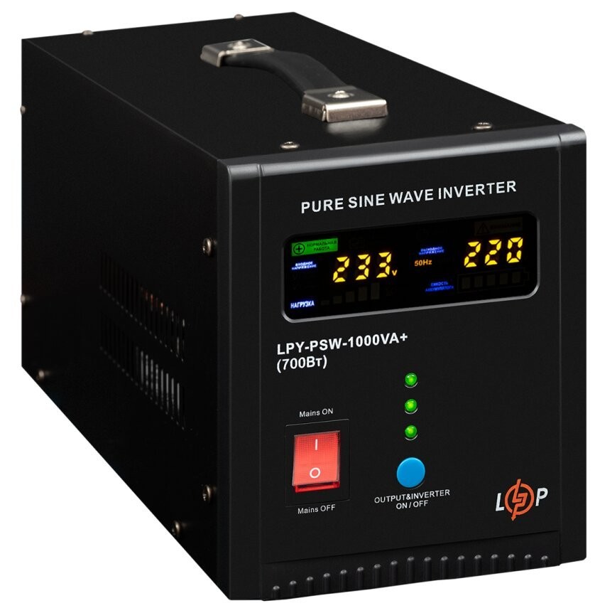 Джерело безперебійного живлення LogicPower LPY-PSW-1000VA+ (700Вт) 10A/15A (22871) ціна 7309 грн - фотографія 2