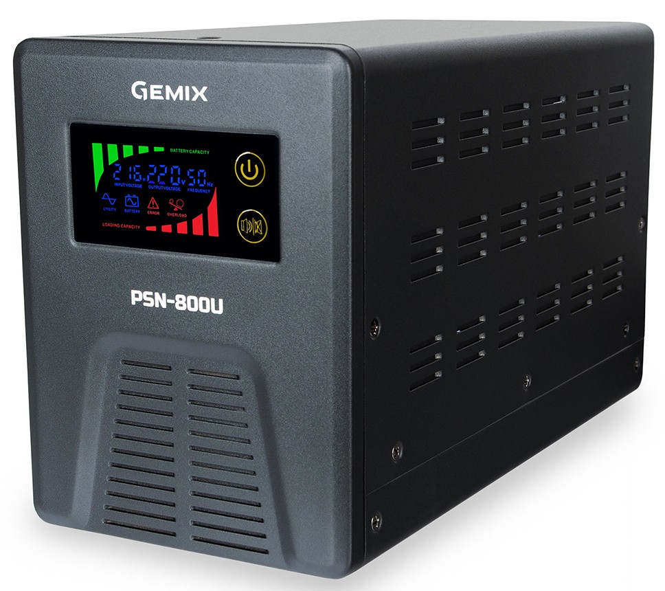 в продаже Источник бесперебойного питания Gemix PSN-800U LCD 800ВА/480Вт, 7/9/13A, 3xEURO Schuko - фото 3