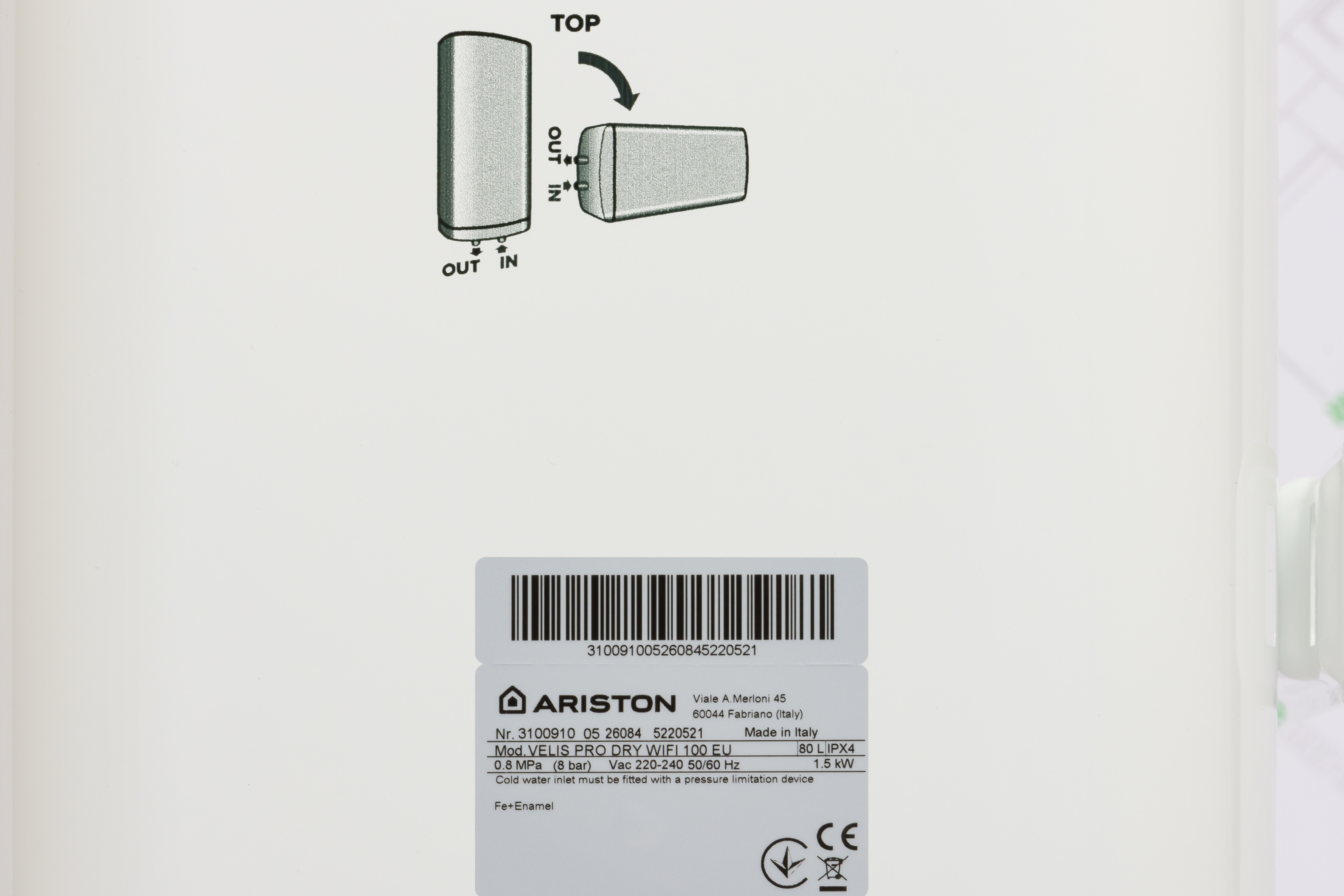 Водонагрівач Ariston VELIS PRO DRY WIFI 100 EU (3100910) інструкція - зображення 6