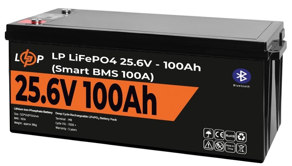 Акумулятор LogicPower LP LiFePO4 24V (25,6V) - 100 Ah (2560Wh) Smart BMS 100A (20200) відгуки - зображення 5