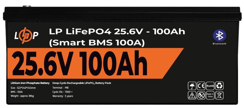 Акумулятор LogicPower LP LiFePO4 24V (25,6V) - 100 Ah (2560Wh) Smart BMS 100A (20200)