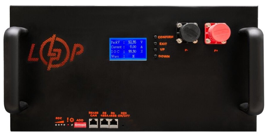 Аккумулятор LogicPower LP LiFePO4 51,2V - 160 Ah (8192Wh) BMS 200A/100A LCD RM Smart (24412)