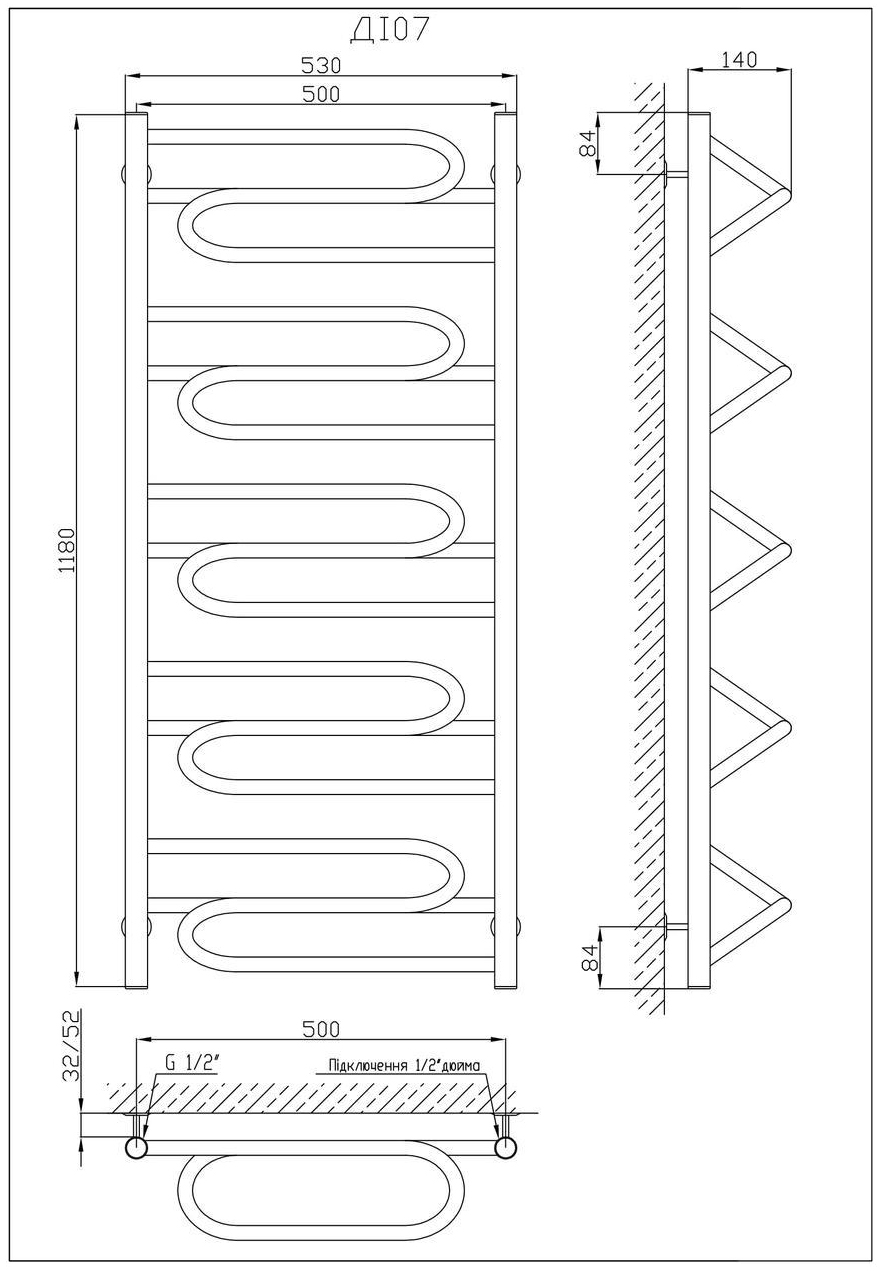 Kosser Иллюзия 1100х530 (ДІ07) Габаритные размеры