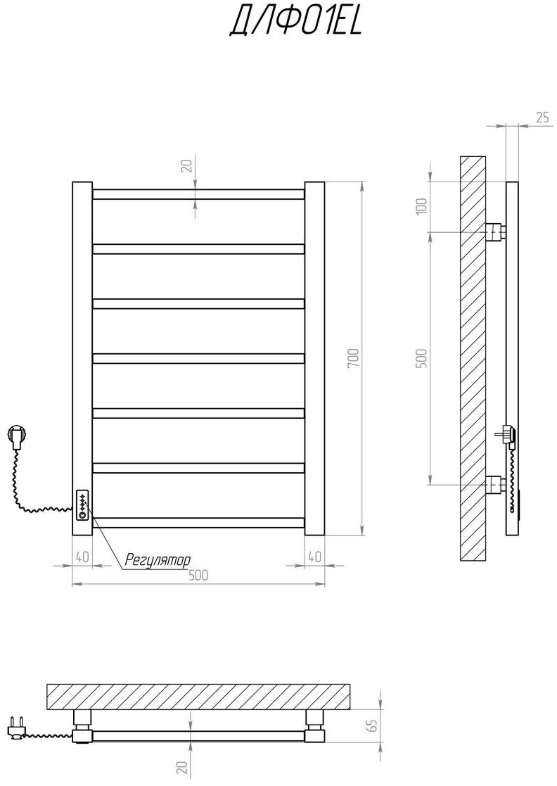 Kosser Лофт 700х500 EL (ДЛФ01EL) Габаритные размеры