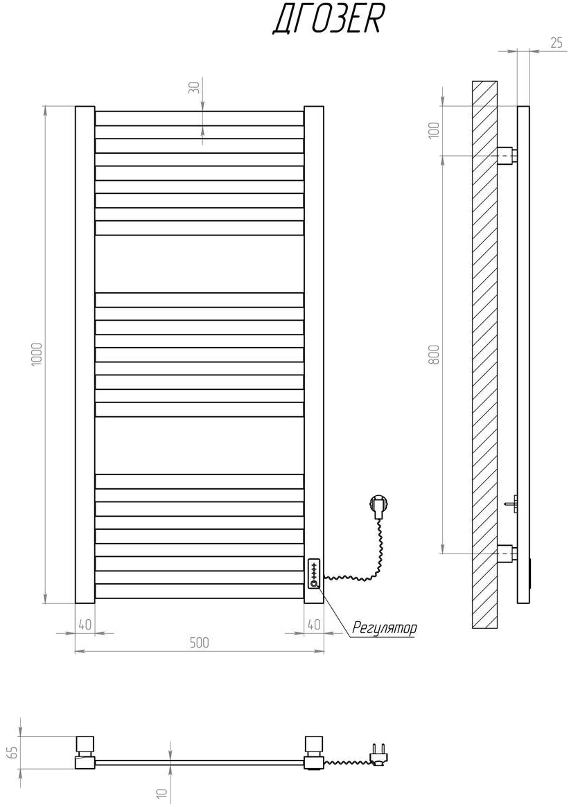 Kosser Герда 1000х500 ER (ДГ03ERW) Габаритные размеры