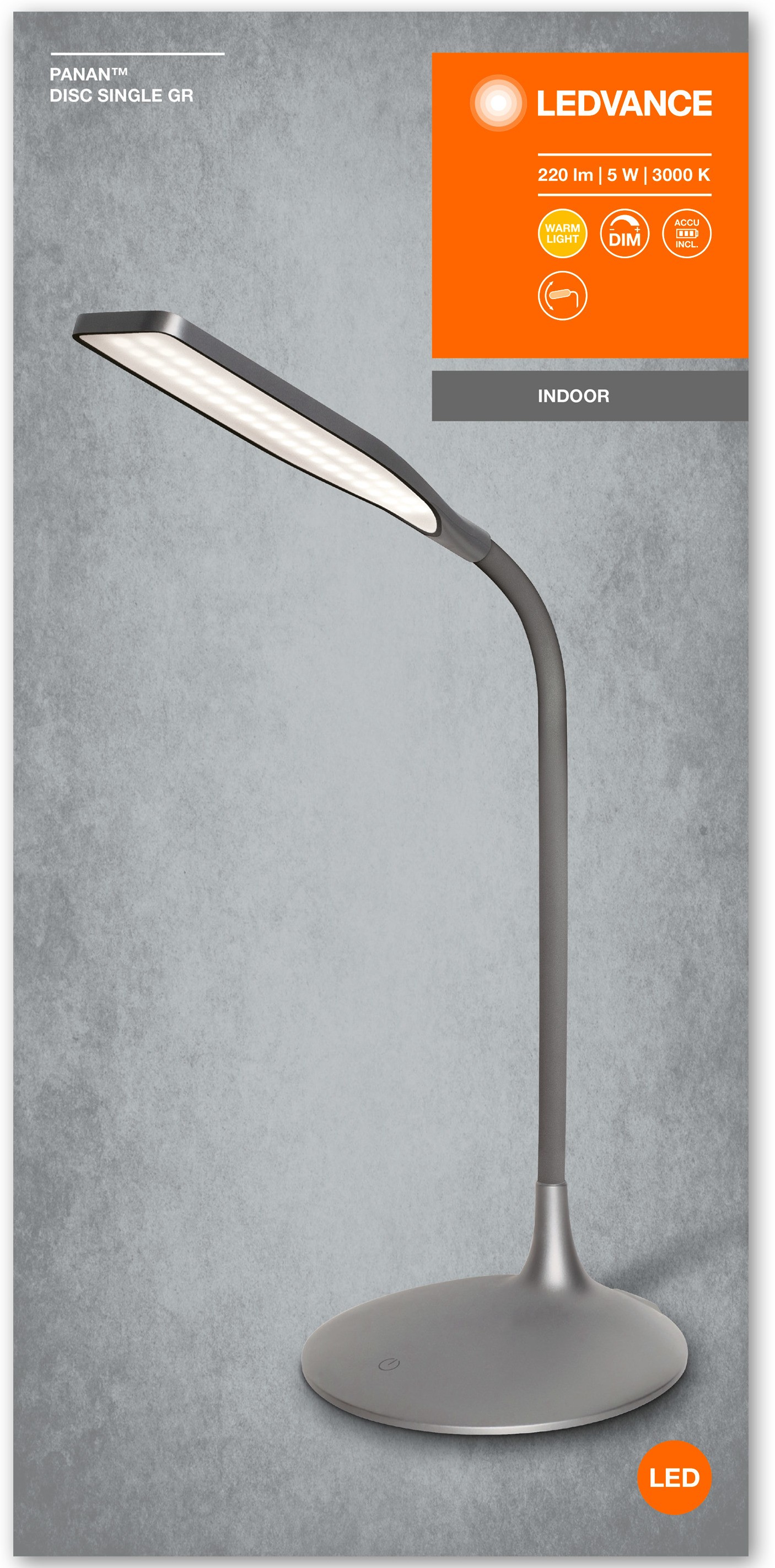 Настольная лампа Ledvance Panan Disc Single Grey DIM 3000K (4058075472754) отзывы - изображения 5