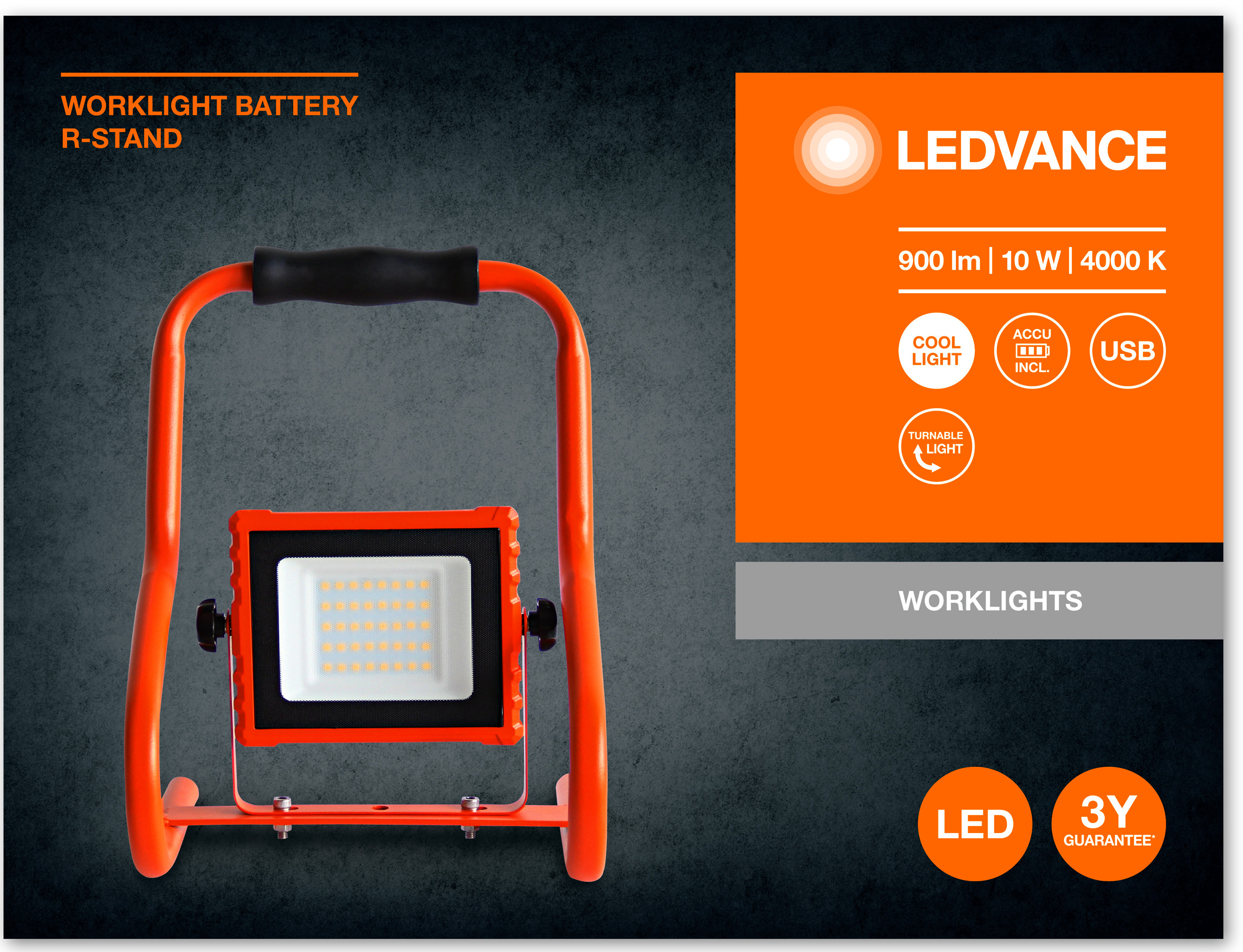 Прожектор Ledvance LED Worklight Battery R-Stand 10W 4000K (4058075576476) інструкція - зображення 6