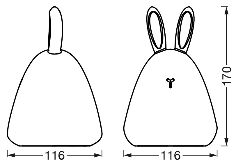 Ledvance Nightlux Rabbit Touch RGBW (4058075602113) Габаритные размеры