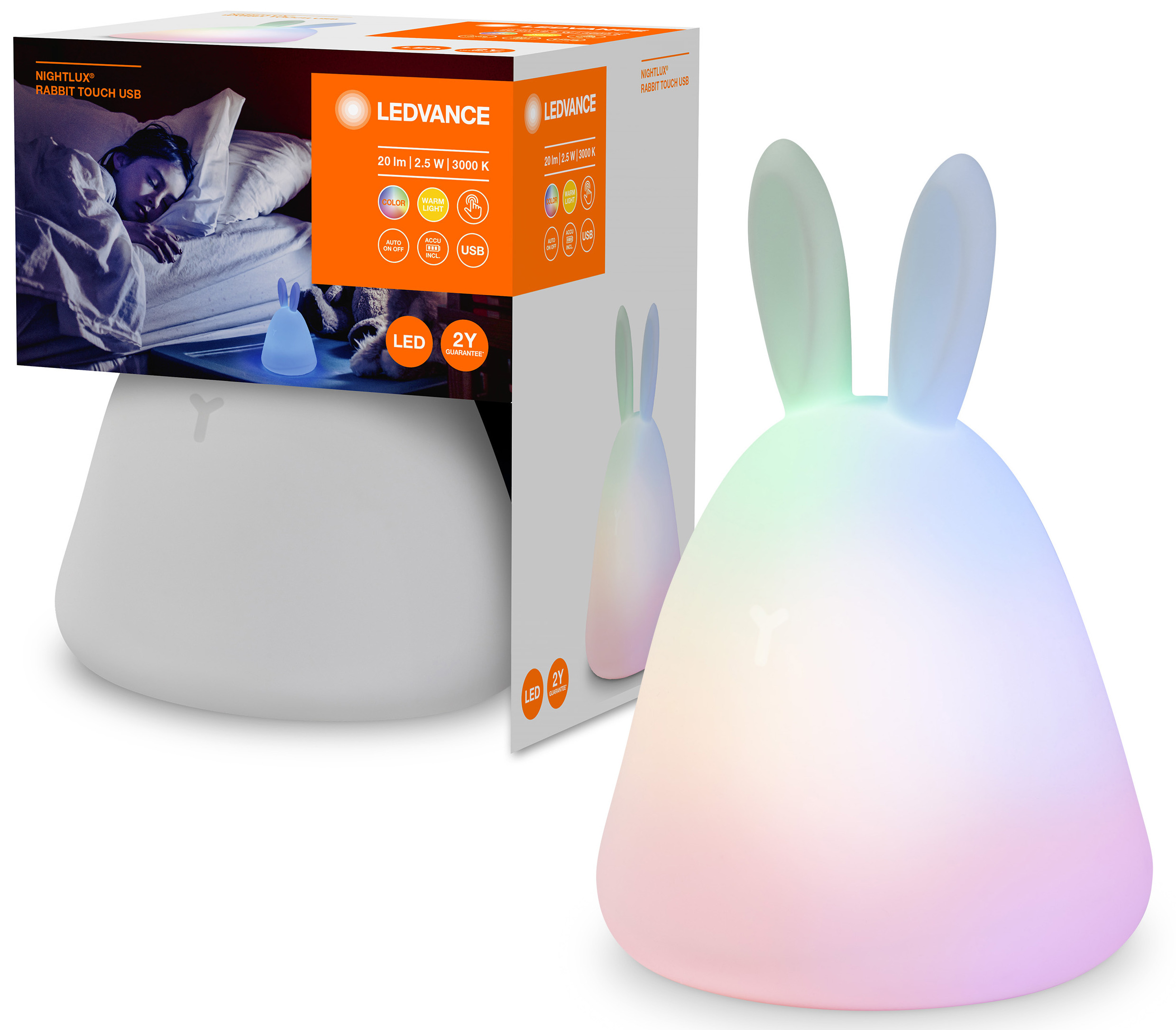 Нічник Ledvance Nightlux Rabbit Touch RGBW (4058075602113) в інтернет-магазині, головне фото