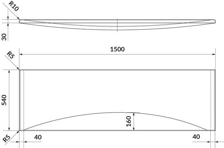 Cersanit Mito 150 см (TS401-002) Габаритные размеры