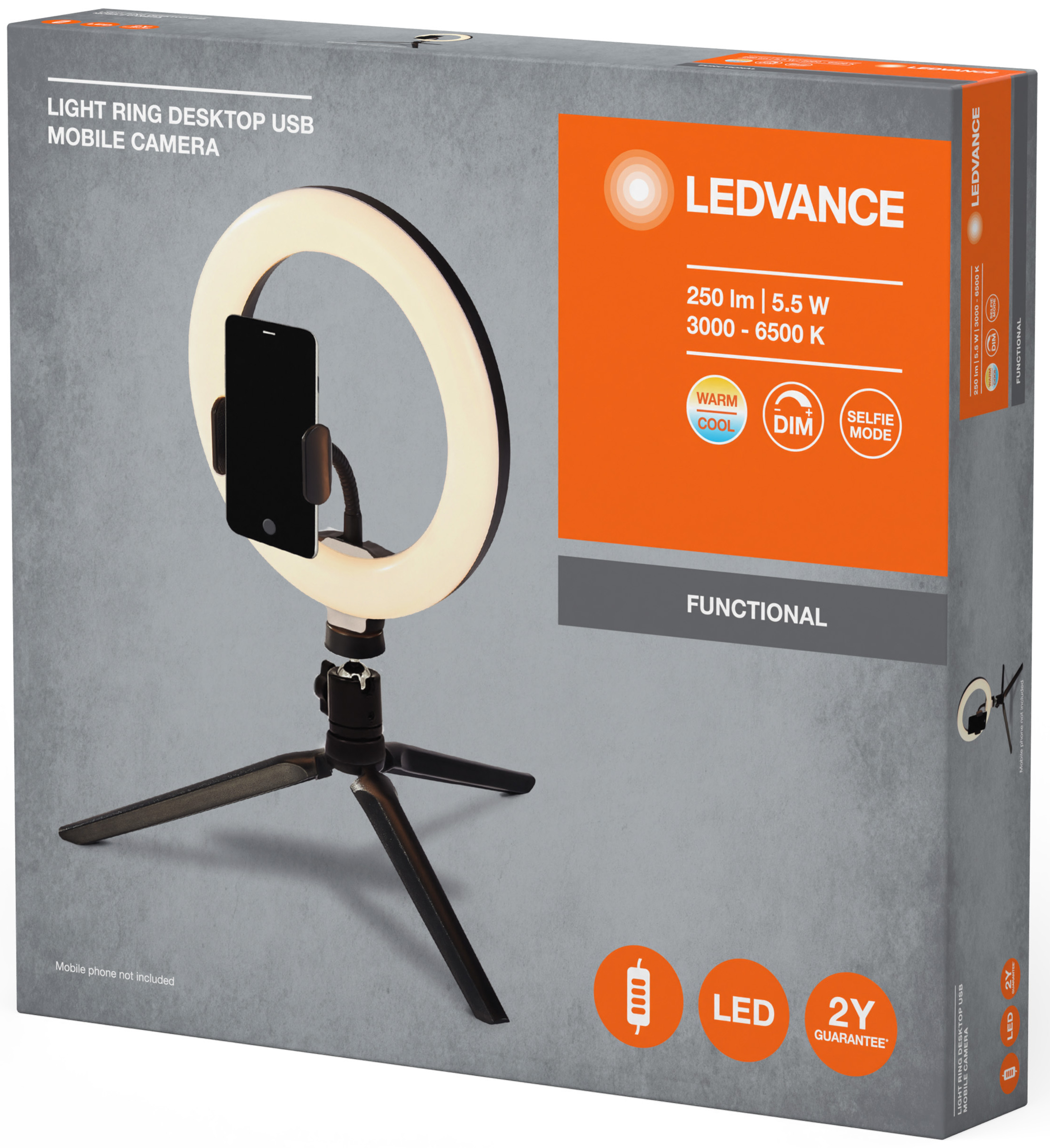 Світильник кільцевий Ledvance Mobile Camera Light Ring Desktop Usb (4058075666870) характеристики - фотографія 7