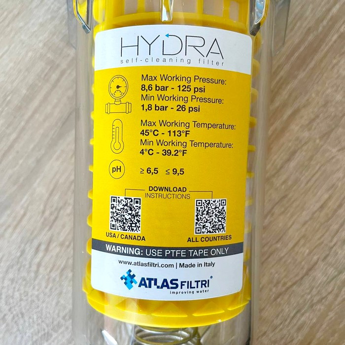 Проточний фільтр для води Atlas Filtri Hydra Ø3/4" (латунь) + картридж RLH 90 mcr KIT (RA6000011) характеристики - фотографія 7