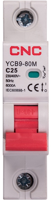 Інструкція автоматичний вимикач CNC YCB9-80M 1P C25 6ka (NV821440)