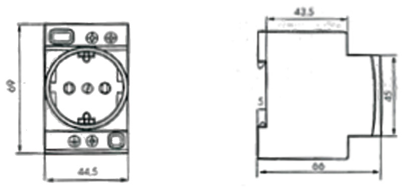 ETI t-2P+Z Schuko P (002414020) Габаритні розміри