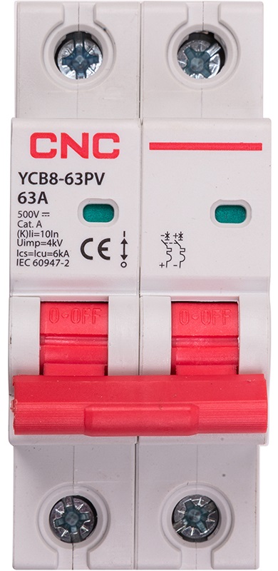 Автоматический выключатель CNC YCB8-63PV 2P C63 DC500 6ka (NV821662)