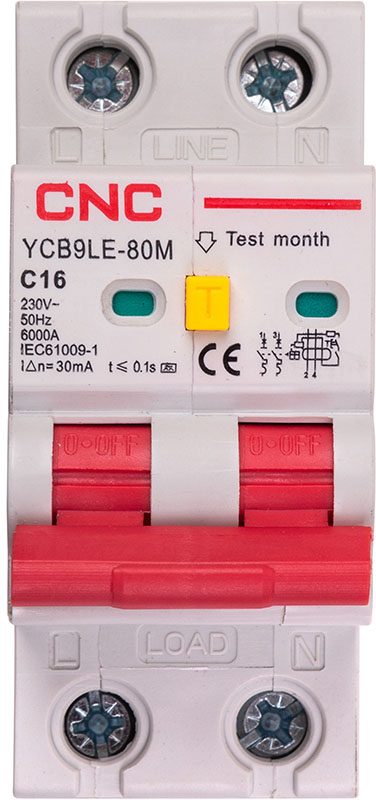 Дифференциальный выключатель CNC YCB9LE-80M 2P C16 (NV821877)