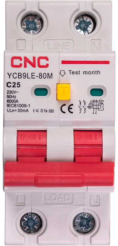 Дифференциальный выключатель CNC YCB9LE-80M 2P C25 (NV821891) в интернет-магазине, главное фото