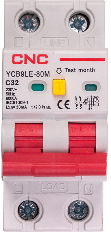Дифференциальный выключатель CNC YCB9LE-80M 2P C32 (NV821907)