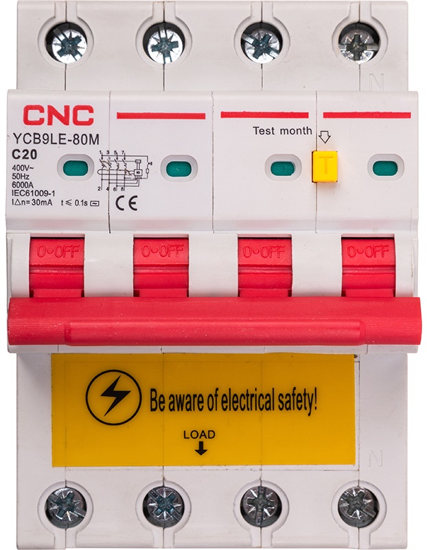 Дифференциальный выключатель CNC YCB9LE-80M 4P C20 (NV821938)