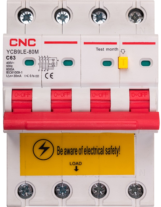 Дифференциальный выключатель CNC YCB9LE-80M 4P C63 (NV821969)