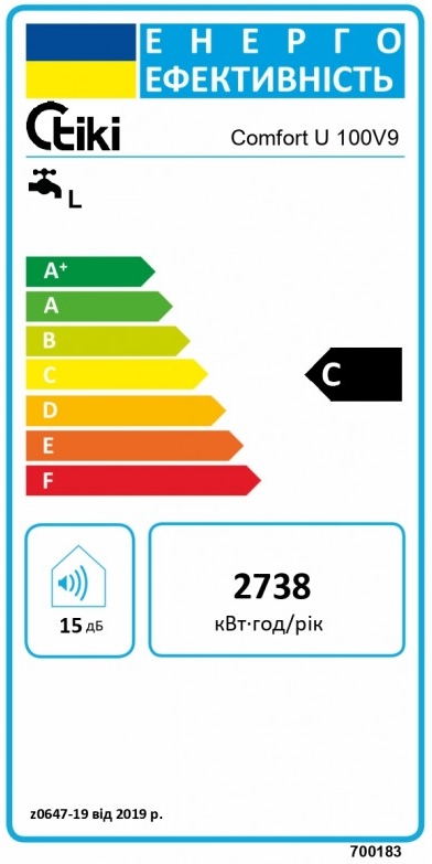 Tiki Comfort U 100V9 (700183) Класс энергоэффективности