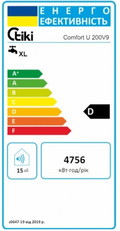 Tiki Comfort U 200V9 (700185) Класс энергоэффективности