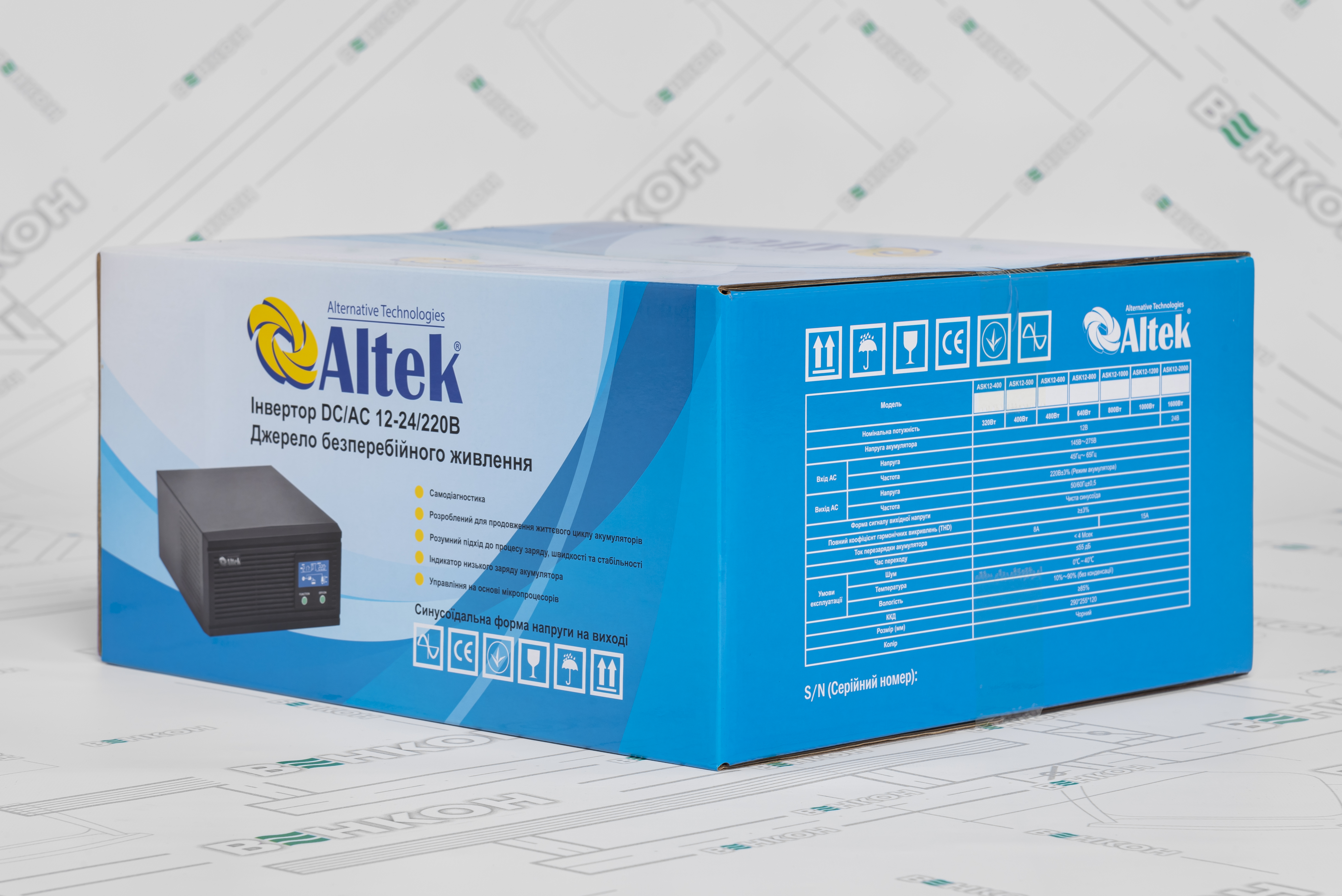 Комплект резервного питания Altek ASK12 800 VA/640W DC12V + ABT-65Аh/12V GEL обзор - фото 8