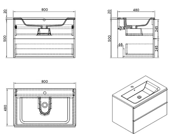 Devit Universal 090800W 80 см Габаритні розміри