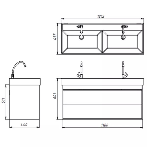 Devit Quadra 083120W, 120 см Габаритные размеры