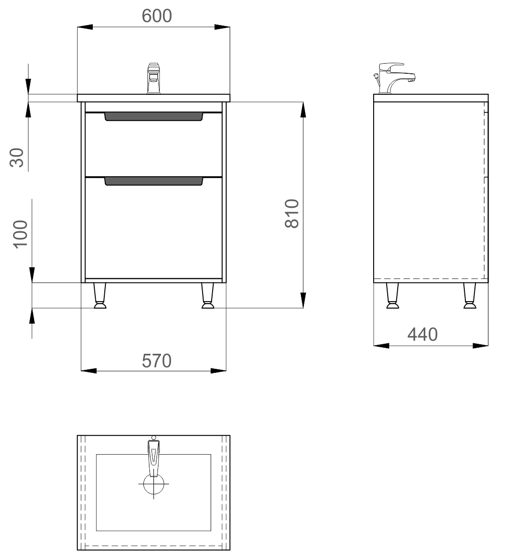 Sanwerk Greta MV0000617 60 см Габаритные размеры
